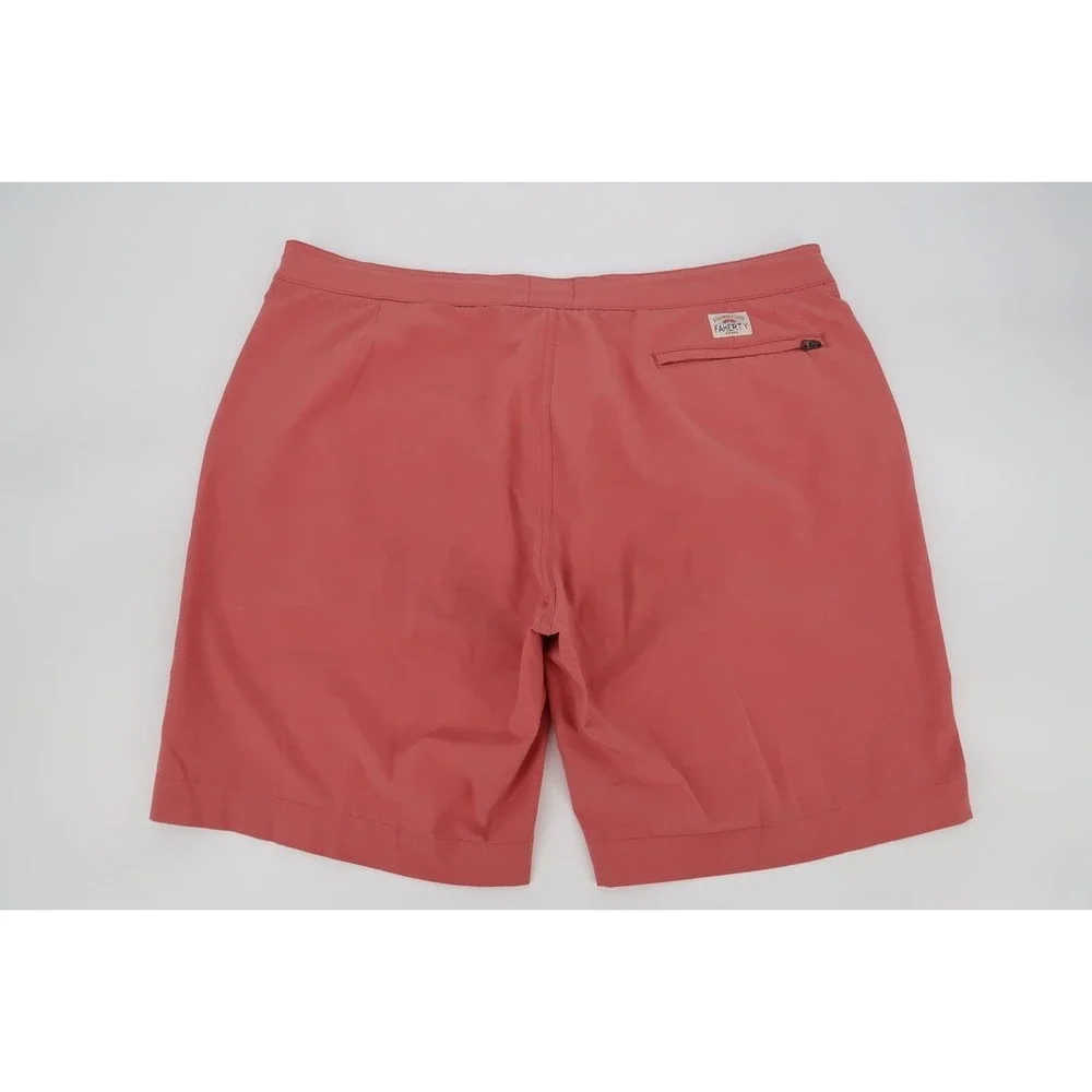 Faherty All Day Shorts Mens 38 Red Quick Dry Stretch Hybrid Casual
